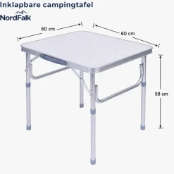 NordFalk Inklapbare Campingtafel 60 X 45 Cm Verstelbaar Aluminium