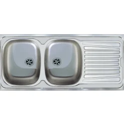 Nord inox Spoelbak 2 kommen + afdruipplaat omkeerbaar 116x50cm roestvrij staal