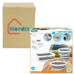 Nordix Opvouwbare Emmer Set Van 3 Afwasteil Camping Siliconen Sopemmer Grijs