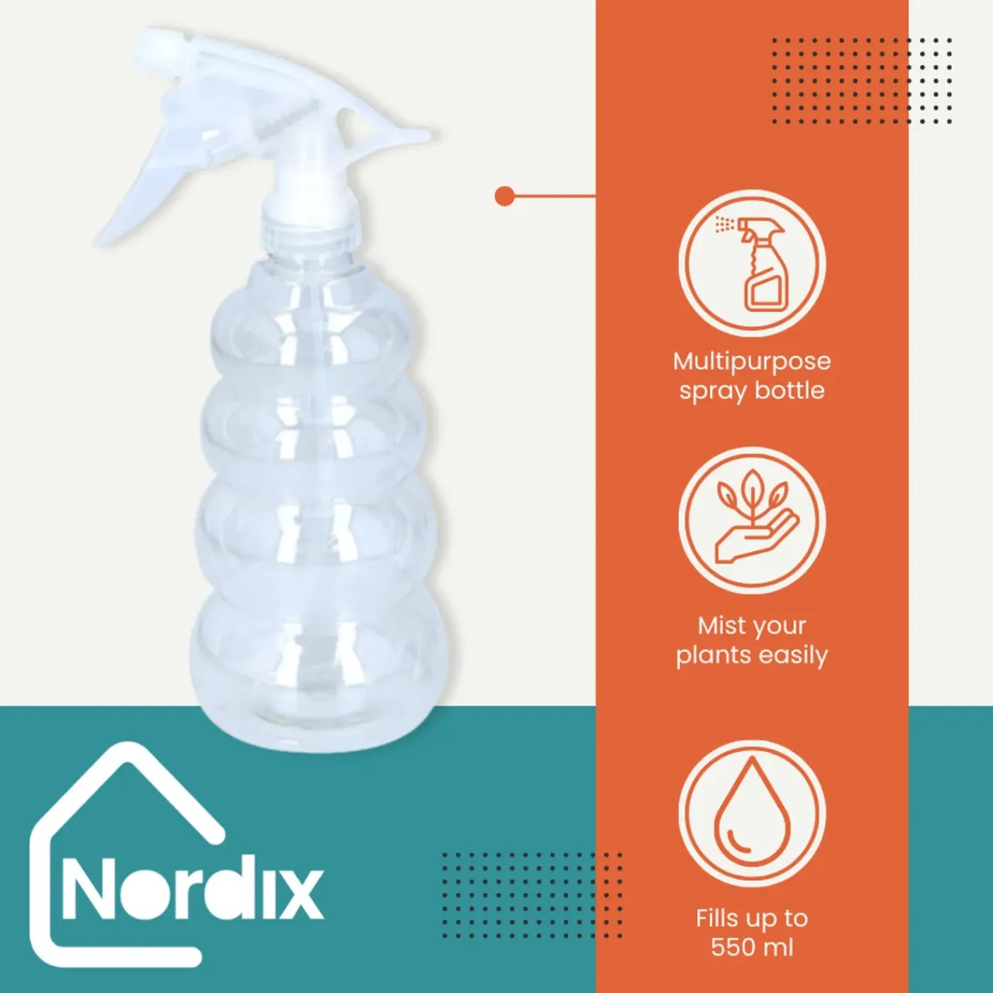 Nordix Plantenspuit Plantensproeier Waterverstuiver Sprayflacon 550ml Wit Kunststof
