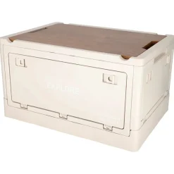 Norländer Opbergkrat Met Houten Deksel 33 Liter Off-white - 43,7 X 30,7 X 25 Cm
