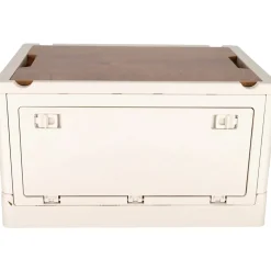 Norländer Opbergkrat Met Houten Deksel 33 Liter Off-white - 43,7 X 30,7 X 25 Cm