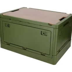 Norländer Opvouwbare Opbergkrat Met Houten Deksel En Koeltas 43,7 X 30,7 X - 25cm - Groen