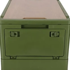 Norländer Opvouwbare Opbergkrat Met Houten Deksel En Koeltas 43,7 X 30,7 X - 25cm - Groen