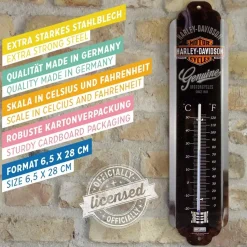 Nostalgic Art Binnen/buiten Thermometer - Harley-davidson - Zwart
