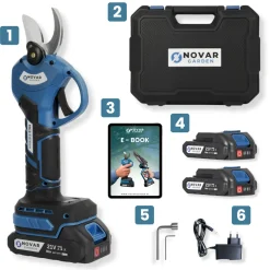 NovarGarden - Accu Snoeischaar NG2 - Blauw - Incl. Koffer & 2 Accu's