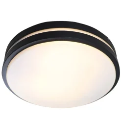 Olucia - James - Buitenplafondlamp - Zwart / Wit