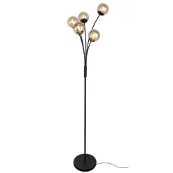 Olucia - Stacy - Vloerlamp - Amber / Zwart