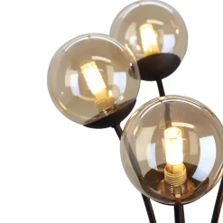 Olucia - Stacy - Vloerlamp - Amber / Zwart
