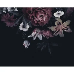 One Wall one Role Fotobehang Bloemmotief Zwart, Rood, Wit En Groen - 371 X 280 Cm - As-382791