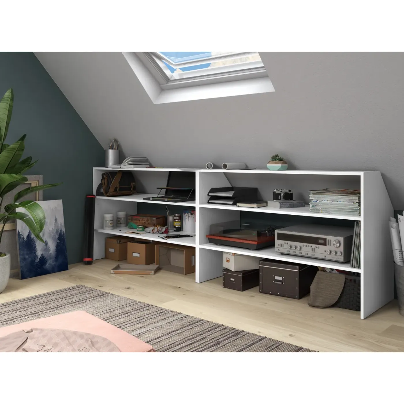 Overig Opberging schuin dak 120cm wit