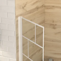 Opvouwbare Badwand met Zeefdruk 75x125cm - Wit - BRICKS WHITE