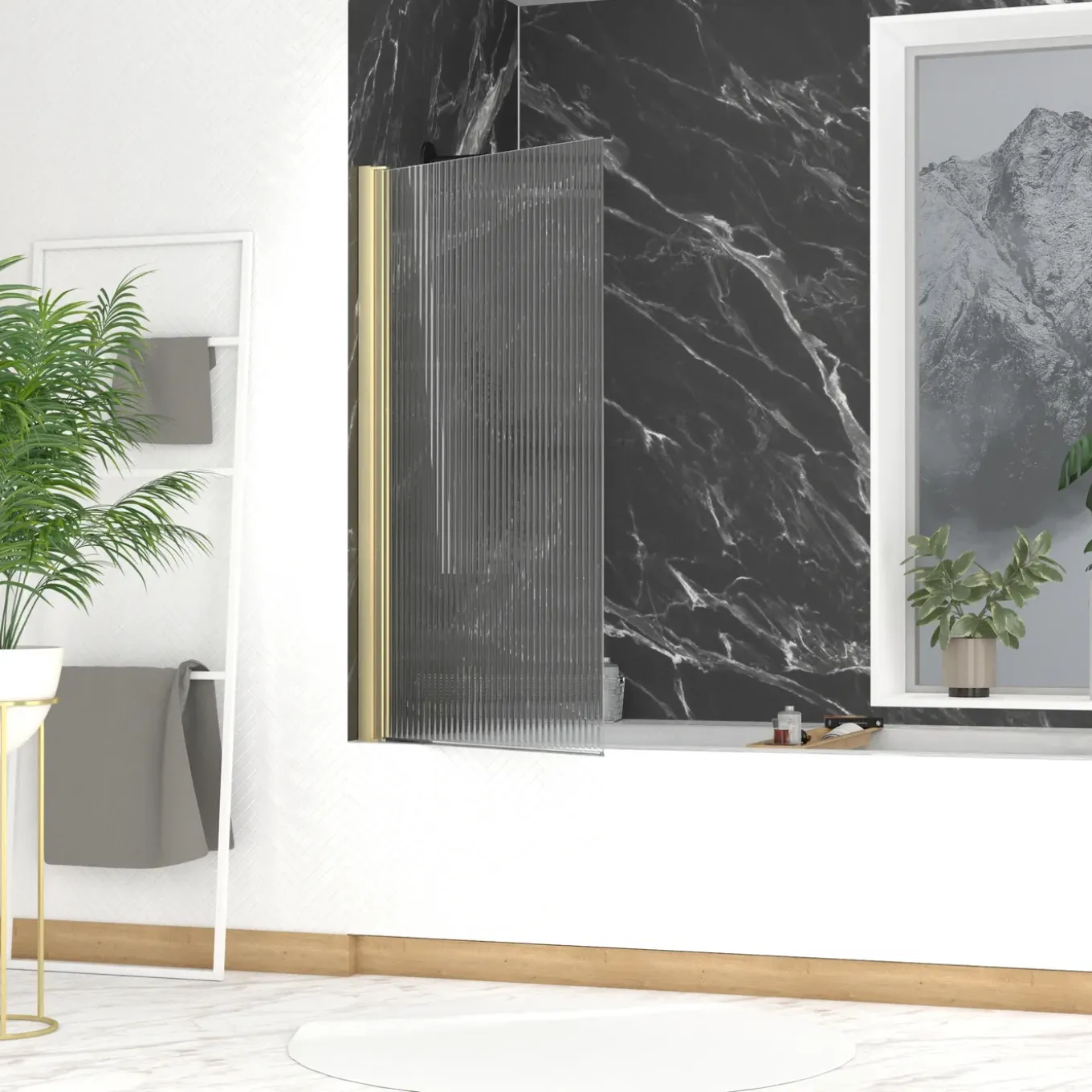 Opvouwbare Badwand 80x140cm - Geborsteld Goud