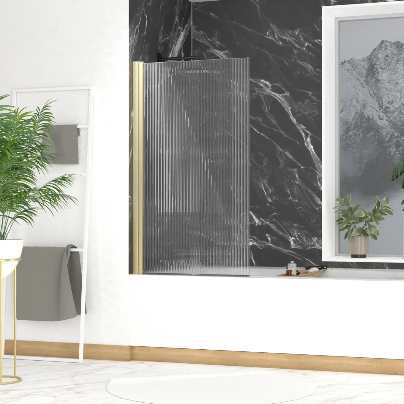 Opvouwbare Badwand 80x140cm - Geborsteld Goud
