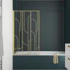 Aurlane Opvouwbare Badwand 80x140cm met Zeefdruk in Art Deco Stijl - Afwerking in Geborsteld Goud