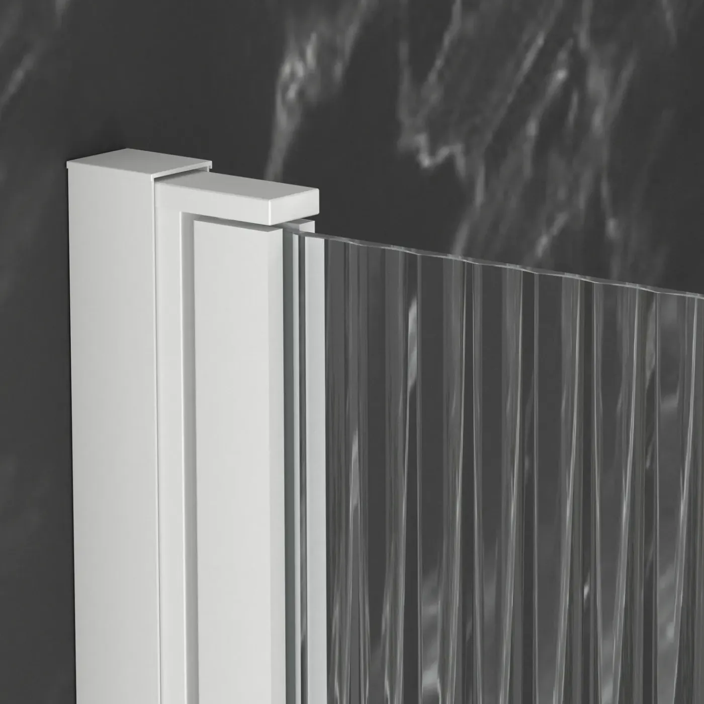 Aurlane Opvouwbare Badwand 80x140cm - Wit Profiel - Gegolfd Gehard Glas 5mm – WAVE WHITE