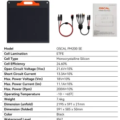 Oscal - Draagbare Zonnepanelen - PM200 SE - 200w