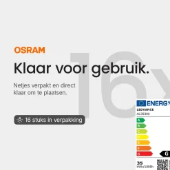 OSRAM Halogeen Insteeklamp Gy6.35 - 35w 580lm 2950k 12v - Warm Wit Licht - Dimbaar - 16 Stuks