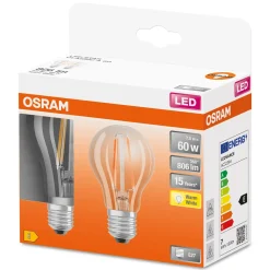 Osram Ledfilamentlamp Peertje Retrofit - D6cm - Warm Wit - E27 - 6,5W - 2 stuks