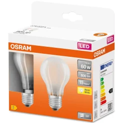 Osram Ledlamp Peertje Retrofit - D6cm - Warm Wit - E27 - 6,5W - 2 stuks