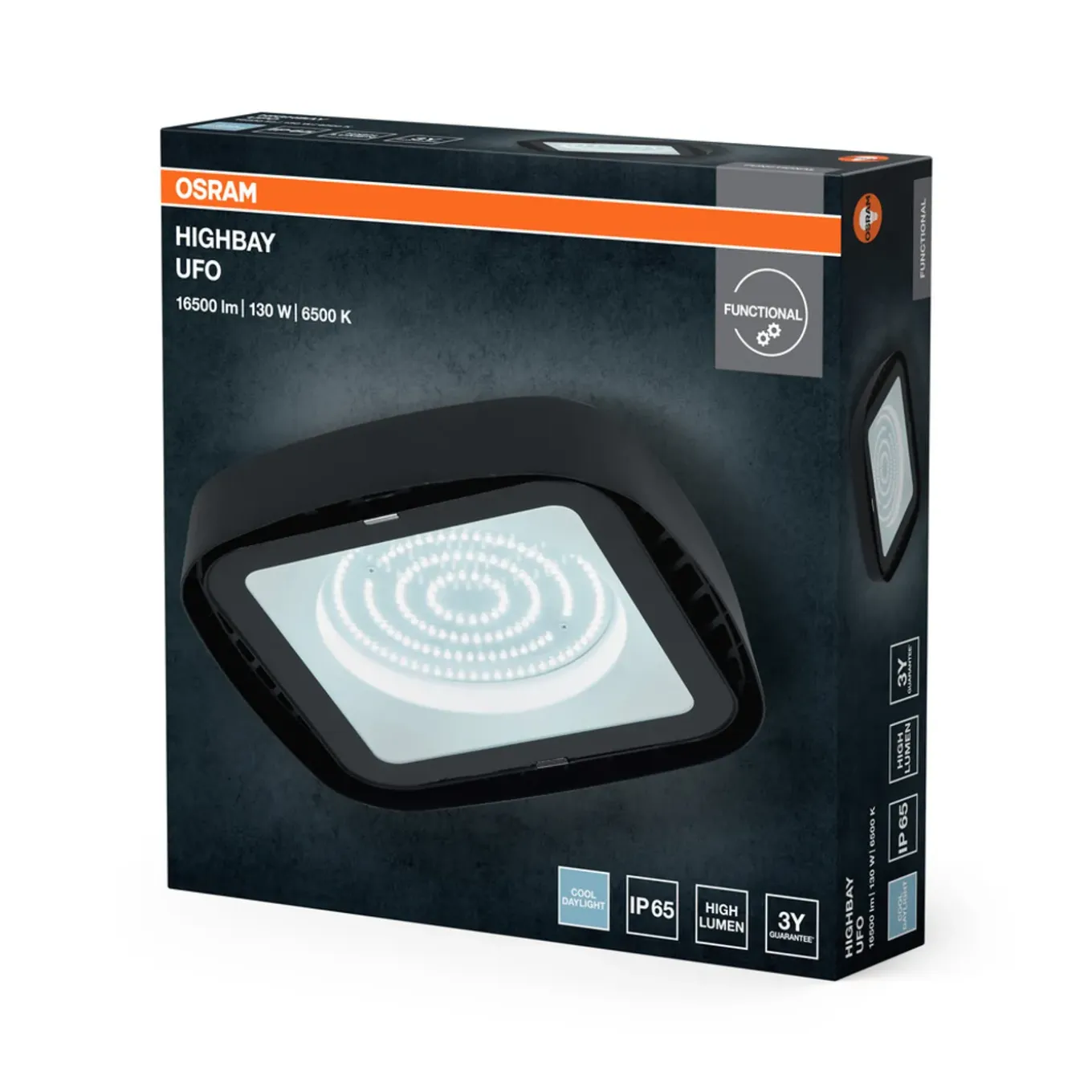 Osram Plafondlamp Highbay UFO - Zwart - Daglicht - IP65 - 130W