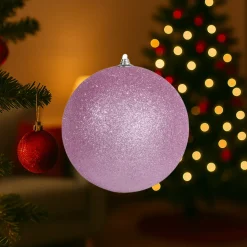 Othmar Decorations Kerstbal- Roze - D13,5 Cm -kunststof - Glitter