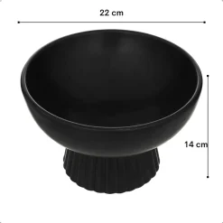 Otix Fruitschaal Fruitmand Decoratieschaal Ornament Bowl 22x14cm Zwart Keramiek Onyx