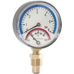 Ottone 80mm 2,5 BAR 120C thermo drukmeter G1/2 thermomanometer