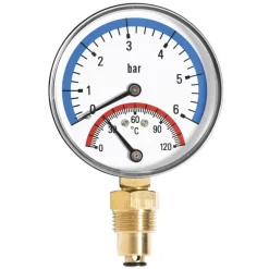 Ottone 80mm 1,6 BAR 120C thermo drukmeter G1/2 thermomanometer