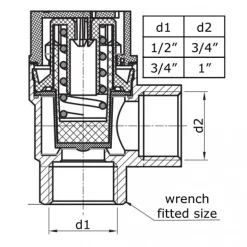 Ottone 3/4" x 1" drukverlagende klep vrouwtje 1,5 BAR