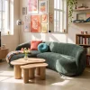 Oviala Harper Linkerhoekbank, 3-zits Met Chaise Longue, Groene Stof En Hout