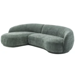 Oviala Harper Linkerhoekbank, 3-zits Met Chaise Longue, Groene Stof En Hout