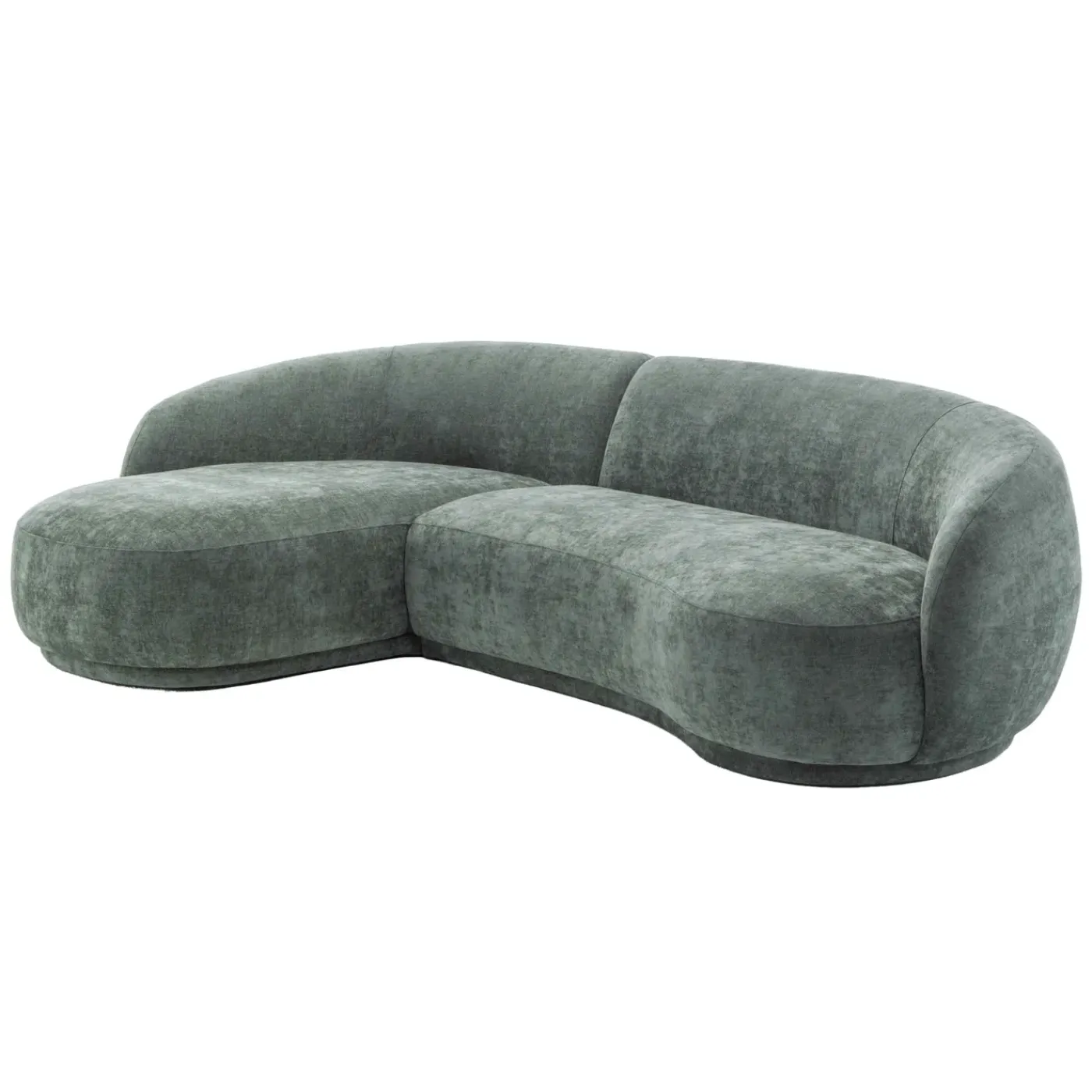 Oviala Harper Linkerhoekbank, 3-zits Met Chaise Longue, Groene Stof En Hout