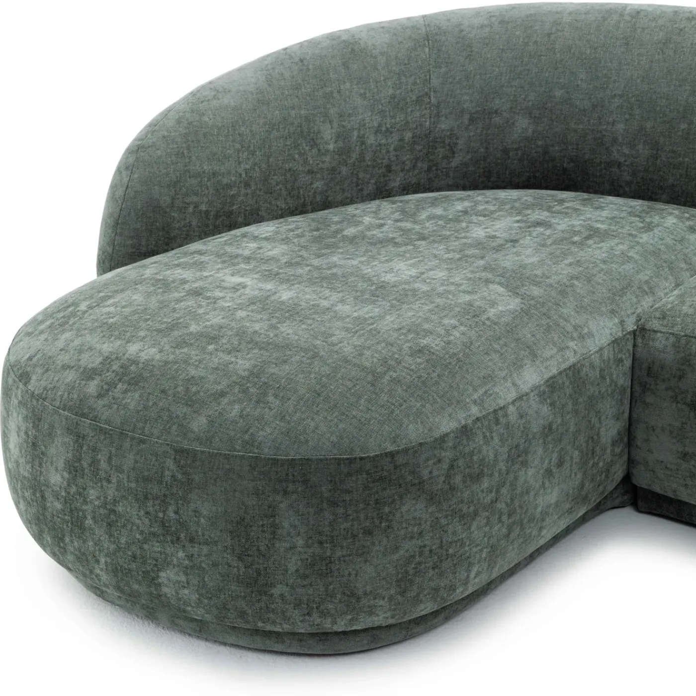 Oviala Harper Linkerhoekbank, 3-zits Met Chaise Longue, Groene Stof En Hout