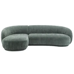 Oviala Harper Linkerhoekbank, 3-zits Met Chaise Longue, Groene Stof En Hout