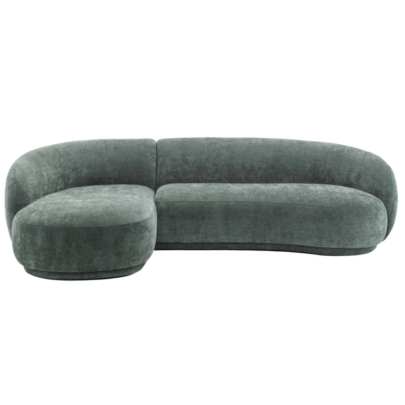 Oviala Harper Linkerhoekbank, 3-zits Met Chaise Longue, Groene Stof En Hout
