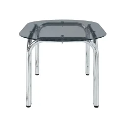 Oviala Lewis Ovale Eettafel Van Metaal En Gehard Glas Voor 6 Personen Zwart