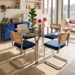 Oviala Lewis Ovale Eettafel Van Metaal En Gehard Glas Voor 6 Personen Zwart