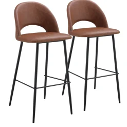 Oviala Lou Set Van 2 Stoelen Van Bruin Gecoat Textiel En Metaal