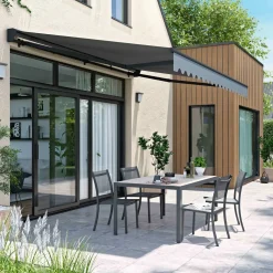 Oviala Ouessant Elektrische Zonnescherm Van 4x3m In Antraciet Aluminium