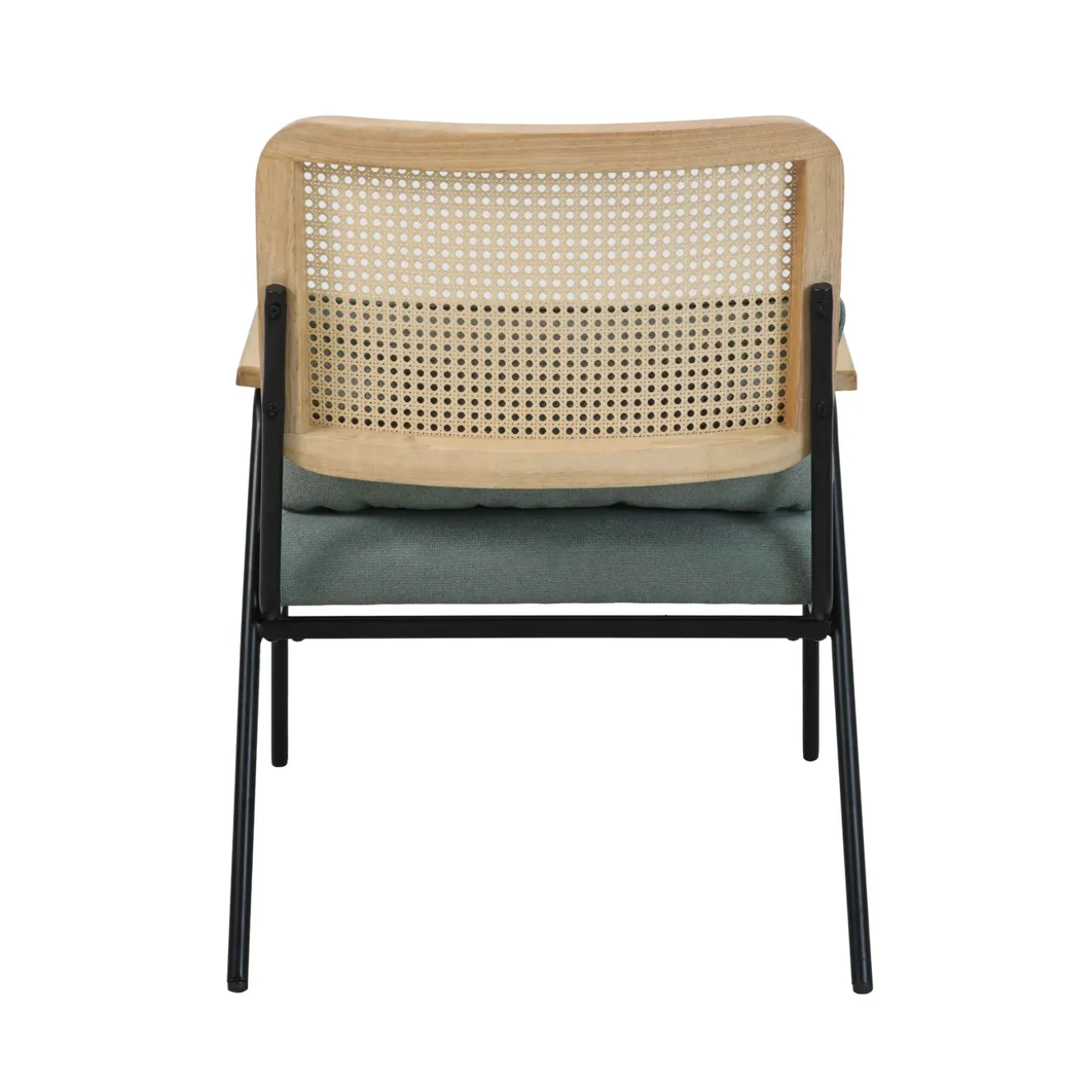 Oviala Relaxfauteuil In Staal Synthetisch Rotan En Stof Miley Groente