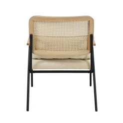 Oviala Relaxfauteuil In Staal Synthetisch Rotan En Stof Miley Ecru