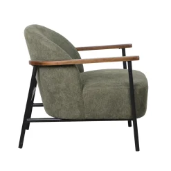 Oviala Relaxfauteuil In Staal Hout En Stof Lenny Donkergroen
