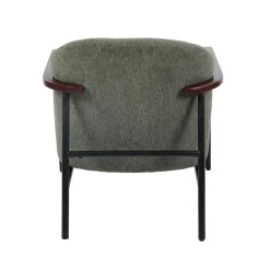 Oviala Relaxfauteuil In Staal Hout En Stof Lenny Donkergroen
