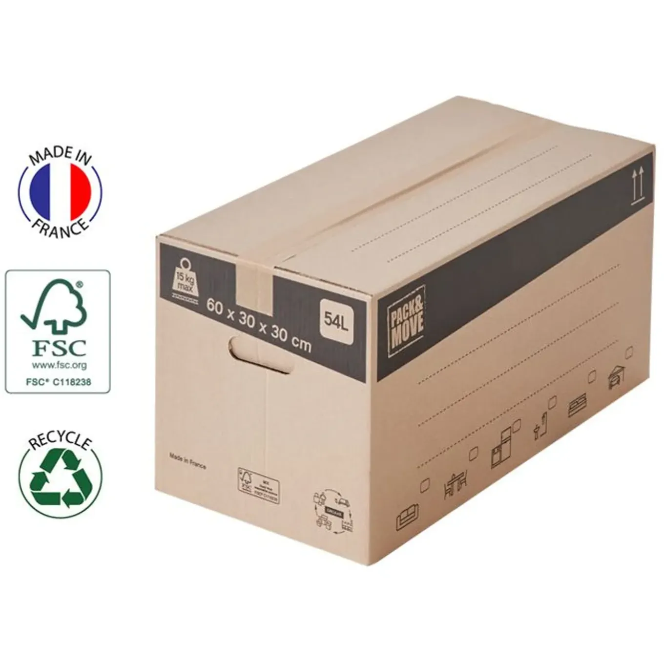 Pack And Move - 40 Standaard Dozen - Versterkte Handgrepen - 60 X 30 X 30 Cm