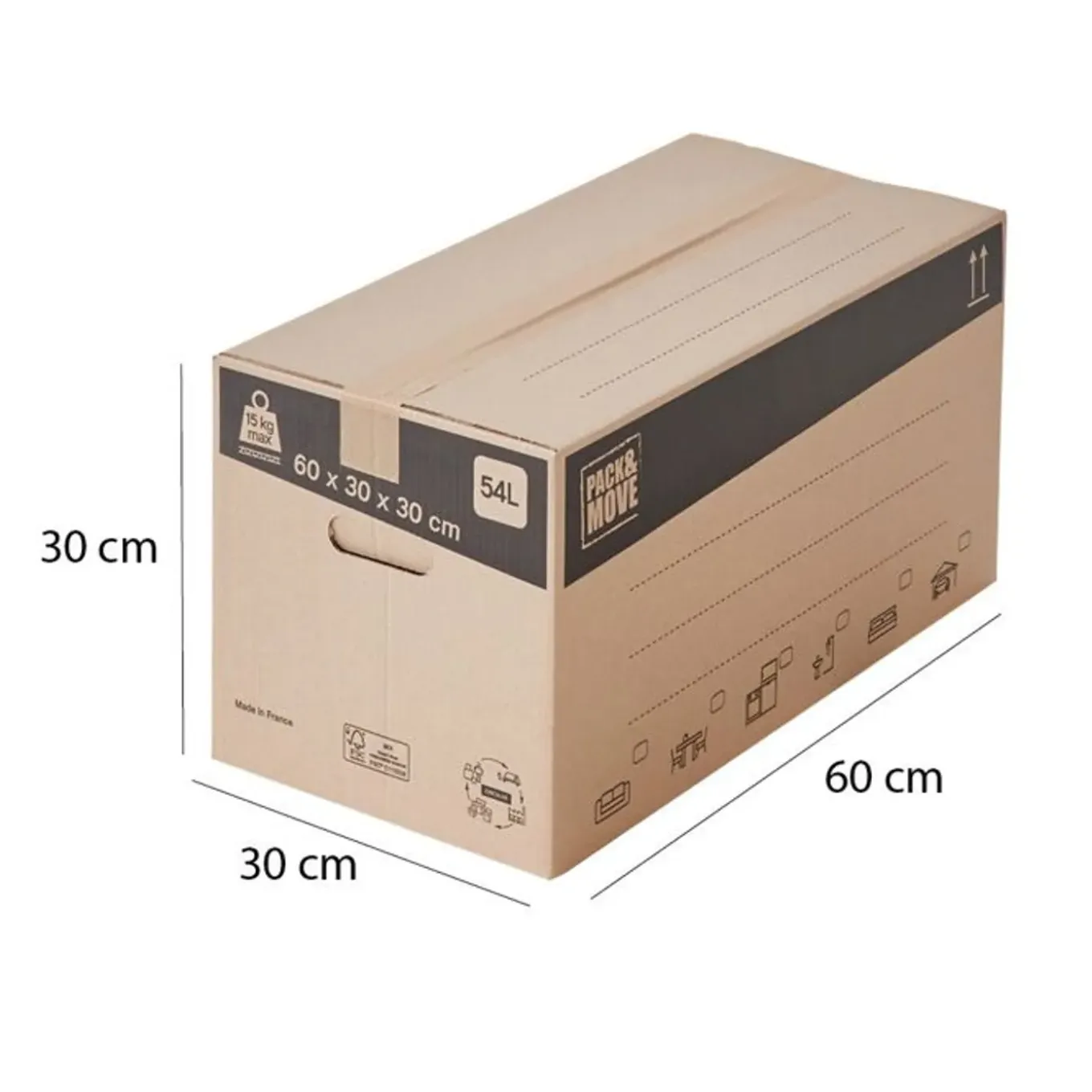 Pack And Move - 40 Standaard Dozen - Versterkte Handgrepen - 60 X 30 X 30 Cm