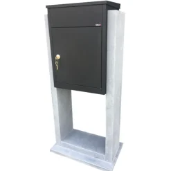 VASP Pakketbrievenbus Barcelona Parcel - Natuursteen en Staal - Zwart - 52x113x32cm