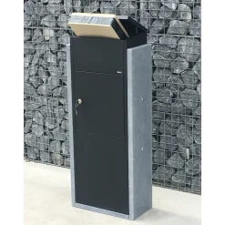 Pakketbrievenbus Toirno Big - Natuursteen en Staal - Zwart - 44x108x23cm