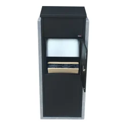 Pakketbrievenbus Toirno Big - Natuursteen en Staal - Zwart - 44x108x23cm