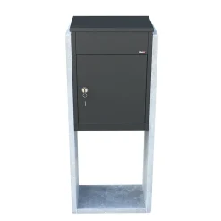 Pakketbrievenbus Torino - Natuursteen en Staal - Zwart - 44x105x25cm